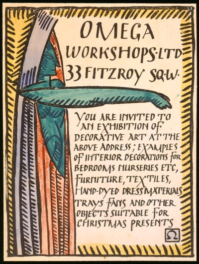 Invitation for the Omega Workshop by Roger Eliot Fry